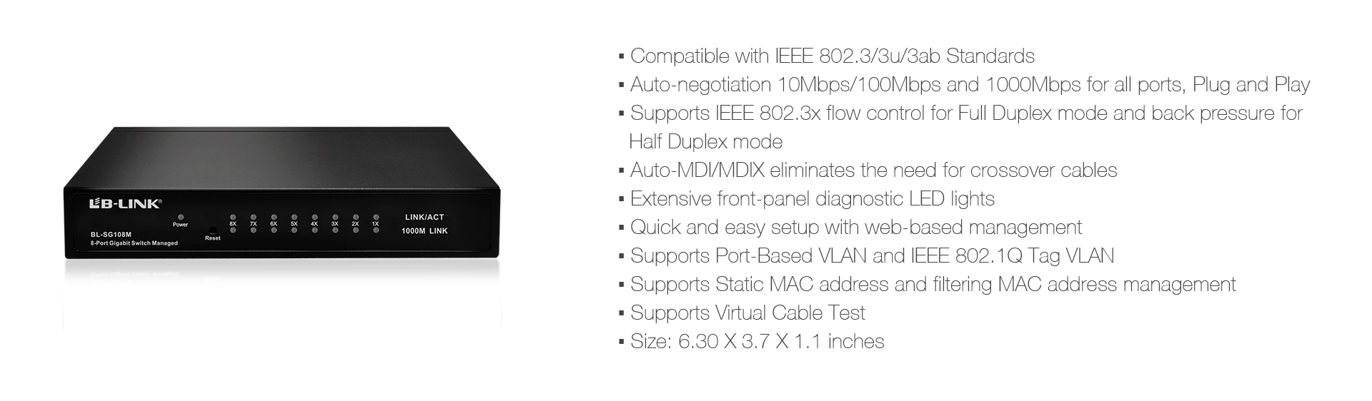 BL-SG108M 8 Port Gigabit Desktop Web Smart Switch – LB Link